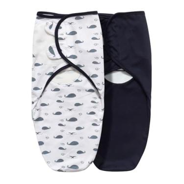 Imagem de Cobertor de cueiro para bebê, pacote com 2 cueiros para recém-nascidos de 0 a 3 meses, envoltório infantil pequeno-médio fácil de trocar, saco de enfaixar infantil, cobertor ajustável