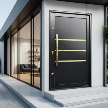 Imagem de Porta Pivotante Lambril Evolution com Puxador Lado Esquerdo Elite 216x120 Preto