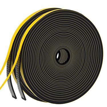 Imagem de Fita de espuma de isolamento de adesivo de alta densidade, tiras de clima para portas e janelas deslizantes, vedação de vedação, colisão antivibração, à prova de choque, protetor de móveis (1,27 cm x 1,27 cm x 66 m x 2 rolos)