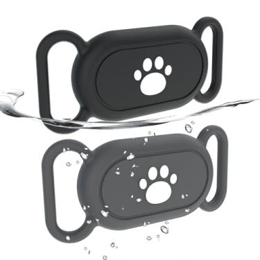 Imagem de Pacote com 2 suportes de coleira de cachorro à prova d'água compatível com Samsung Galaxy SmartTag2, suporte de silicone para rastreador GPS para Smart Tag2, capa antiperda de coleira Tag2 Paw (preto