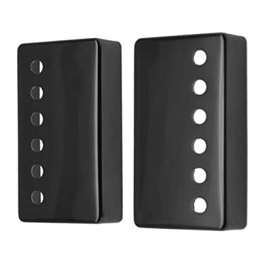 Imagem de Cheerock Capa Humbucker para guitarra cromada Humbucker captador 50/52 mm serve para a maioria dos Epiphone Les Paul, 2 peças (preto)