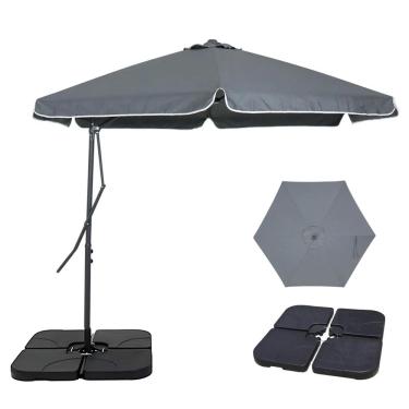 Imagem de Kit Ombrelone Lateral Suspenso 3m Oslo Com Alavanca + Base 60L Quadrada - Belfix