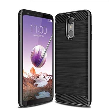 Imagem de Capa para LG Stylo 4, capa de material de fibra de carbono, suave antiderrapante, macia, anti-impressões digitais, capa totalmente protetora para LG Stylo 4