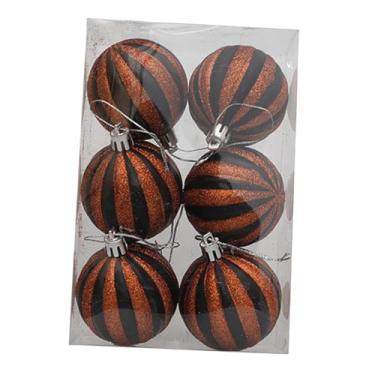 Imagem de oshhni 6 peças de enfeites de bola de Halloween para decoração de árvore pendurada pingentes de árvore pendurados portáteis para performance de palco festa, Preto E Laranja