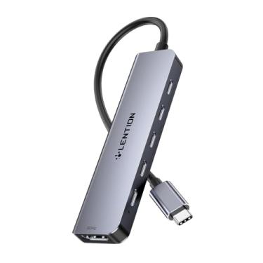 Imagem de LENTION Hub Dock USB C 6 em 1 com tela HDMI 4K @60HZ, 4 XUSB-C 3.2 geração 2, 10 Gbps, carregamento PD 100W e para iPhone série 15, MacBook Pro 2025-2016, Mac Air 2025-2018, mais (CE33, cinza espacial