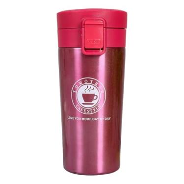 Imagem de Caneca de café de viagem isolada de aço inoxidável 304 elegante - caneca selada a vácuo, à prova de vazamento com filtro de chá embutido, tampa sem BPA e base antiderrapante (rosa)