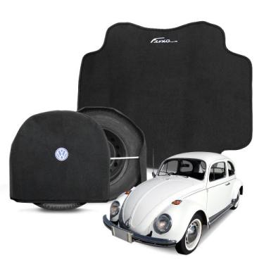 Imagem de Tapete Porta Malas Carpete Fusca 1959 a 1969 Bege com Capa de Estepe 2