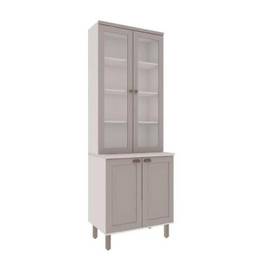Imagem de Cristaleira 80cm 2 Portas Vidro Balcão MDF Cozinha Modulada - GenialFl