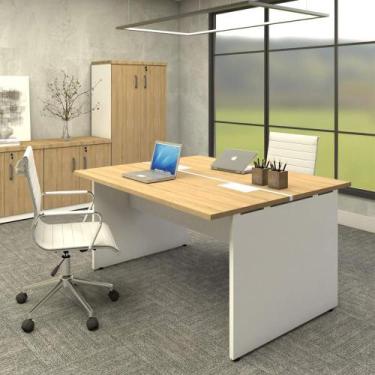 Imagem de Plataforma Trabalho Pé Painel Mac c/ Branco 135cm x 120cm F5 - F5 Offi