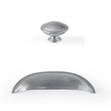 Imagem de Kit 16 Puxador Concha  E Botão  Colonial Para Moveis - Telis Ferragens