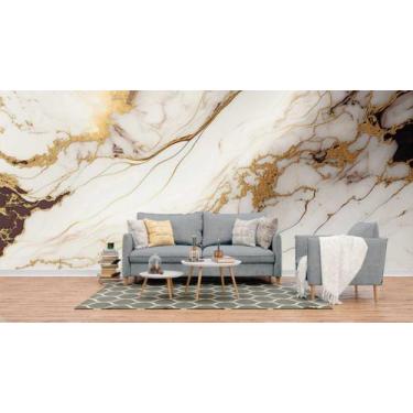 Imagem de Papel de Parede Painel 3D Mármore Branco 4M Brilho Viníl  Revestimento