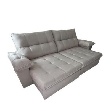 Imagem de Sofá Espanha Retrátil Reclinável 210cm Veludo Cinza claro - Casa & Coi