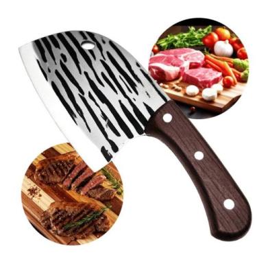 Imagem de Faca Cutelo Machadinha Tipo Artesanal Aço Cutelaria Churrasqueiro SLKA