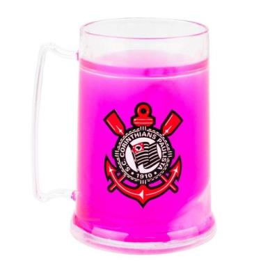 Imagem de Caneca Gel Isolante Térmico 300Ml Corinthians Rosa - Mileno
