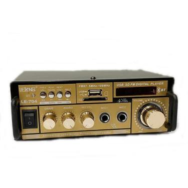Imagem de Mini Amplificador Som Audio Bluetooth Usb Mp3 Fm Karaoke - Lelong, Biv