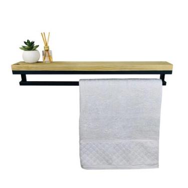 Imagem de Porta Toalhas Strassis Design SD-4002 Metal e Madeira Cor: Preto