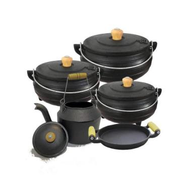 Imagem de Jogo De Panela De Ferro Tripé Com Chaleira E Frigideira N 10 - Casa E 