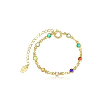 Imagem de Pulseira Infantil Colorida Banhada A Ouro 18K - Mariah Store Semijoias