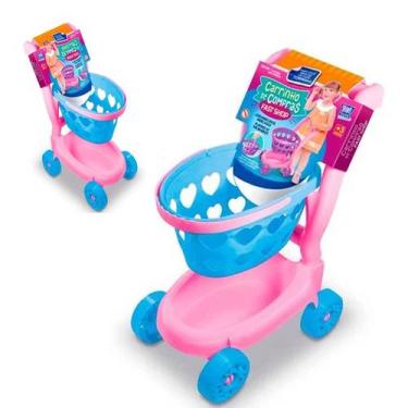Imagem de Carrinho Supermercado Cestinha Compras 2x1 Infantil Oferta - Zuca Toys