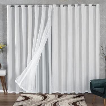 Imagem de Cortina Blackout De Tecido 5 Metros Com Voil 5,00x2,70 Para Varão Simp