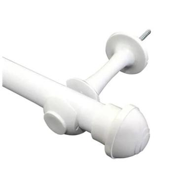 Imagem de Kit 4 Suporte Para Varão Cortina Com Ponteira 28Mm Branco - Geral