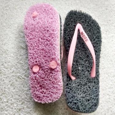 Imagem de Chinelos Apaju, dupla esponjinha(capacho), Cinza, Rosa bb, 41/42