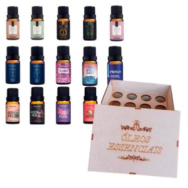 Imagem de Kit 10 Essências Via Aroma + Porta Essências Mdf