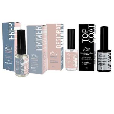 Imagem de Kit volia prep primer desidrat e top coat para unhas gel, GLITTER PRAT