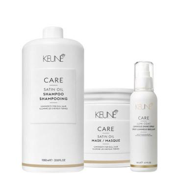 Imagem de Kit Keune Care Satin Oil Shampoo Máscara e Lumi Coat Finalizador (3 Pr