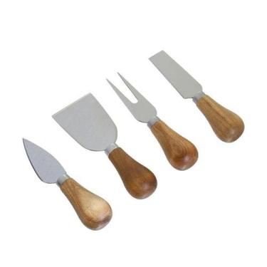 Imagem de Jogo de Facas para Queijo Acácia Natural 4 Peças - Home Style