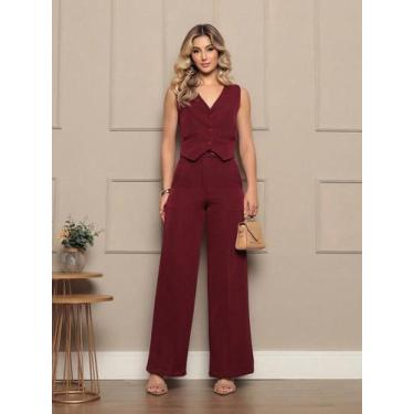Imagem de Novo Conjunto De Alfaitaria feminino Colete calças Modal casual - MUND