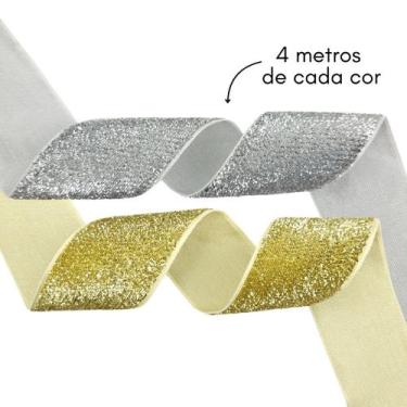 Imagem de Fita Lurex Esponjada Glitter Kit Natal 8m 38mm Escolha Cor - DEZdeDEZ,