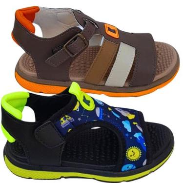 Imagem de Kit 2 Pares de Sandália Infantil Masculina Escolar Menino Tratorada Pr