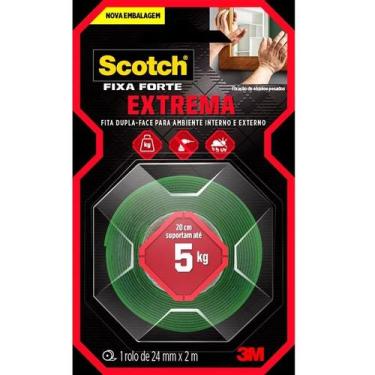 Imagem de Fita Dupla Face 3M EXTRA Forte 5KG Fixa Forte Extrema 24MM X 2M