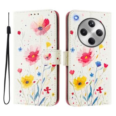 Imagem de Capa carteira para Oppo Find X8 Pro, 3 compartimentos para cartão, 1 compartimento para dinheiro, capa flip de couro PU com padrão fofo, capa com fivela magnética à prova de choque, compatível com sem