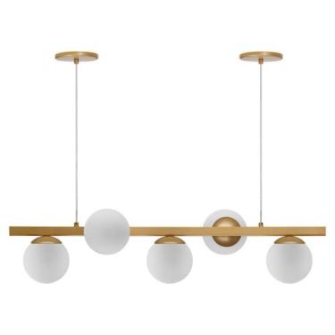 Imagem de Pendente Luminalux Madrid 5 Globos 120mm Moon Trilho Moderno, Dourado 