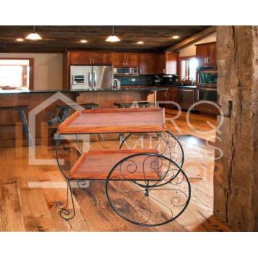 Imagem de Carrinho de Chá/Bar Grande De Ferro e Madeira Rústico Funcional Melhor
