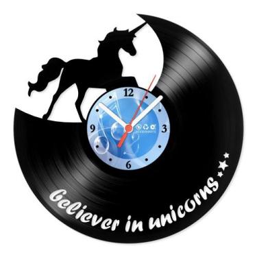 Imagem de Relógio De Parede Disco Vinil Infantil - Acredito em Unicórnios - VIN-