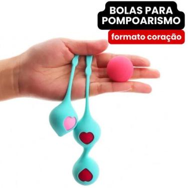 Imagem de Kit Bolas Pompoarismo Design Coração Pompoar Puro Silicone - Tailandes