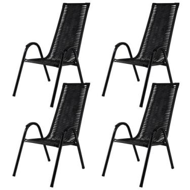 Imagem de Kit 4 Cadeiras Canadá Fibra Sintética Preto - Panero Móveis