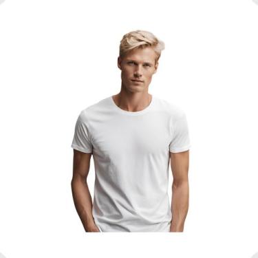 Imagem de Camiseta Branca Masculina Slim Poliéster - Proteção UV Casual Dry Fit 
