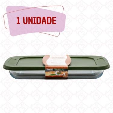 Imagem de Travessa Refratária Vidro Retangular 2,2L Tampa Silicone - CasaVita, R