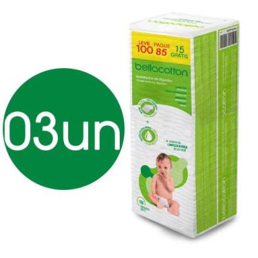 Imagem de Algodão Quadrado Bellacotton Bebe Kit com 3 - Envio imediato