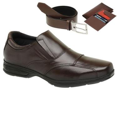 Imagem de Sapato Loafer Social de Couro Masculino Leve Ortopédico com Carteira e