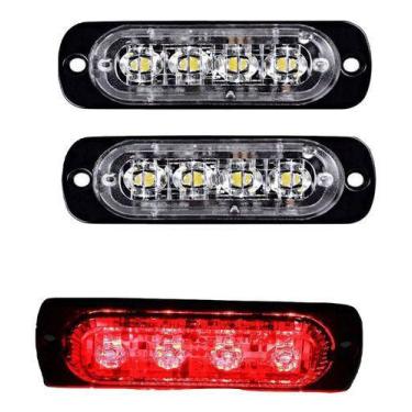 Imagem de Kit Strobo Led Vermelho Type-r, Estilo Policia, Ambulancia - Strobos A