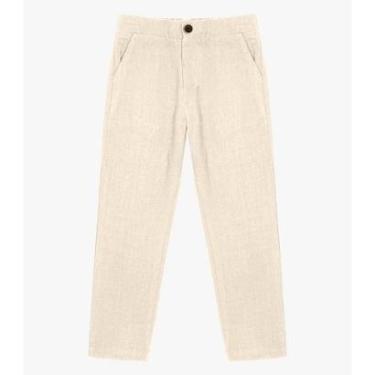 Imagem de Calça Infantil Masculina Em Linho Trick Nick Bege-Masculino