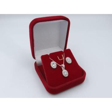 Imagem de Kit Formatura Colar Brinco Prata 925 Oval - Maça de Prata Joias, Branc