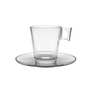 Imagem de Xícara de Café de Vidro com Pires Transparente Em Casa Tem 80ml - EmCa