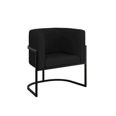 Imagem de Cadeira Poltrona Lua Corino Base De Metal Preta Reforçada Preto