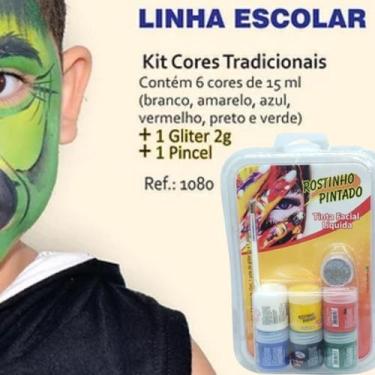 Imagem de Tinta Liquida Maquiagem Artística Rostinho Pintado 15ml, Mini Kit Norm